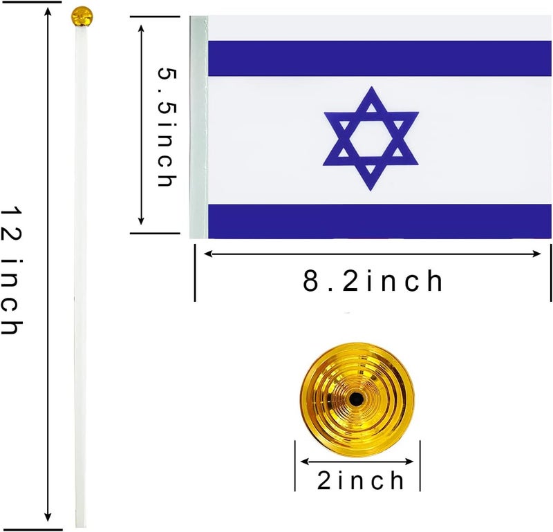 WXTWK 12 Pack Israel Flag israeli Desk Flag Small Mini israeli Table Flags With Stand Base,Home Office Festival Events Celebration Decorations - Image 2